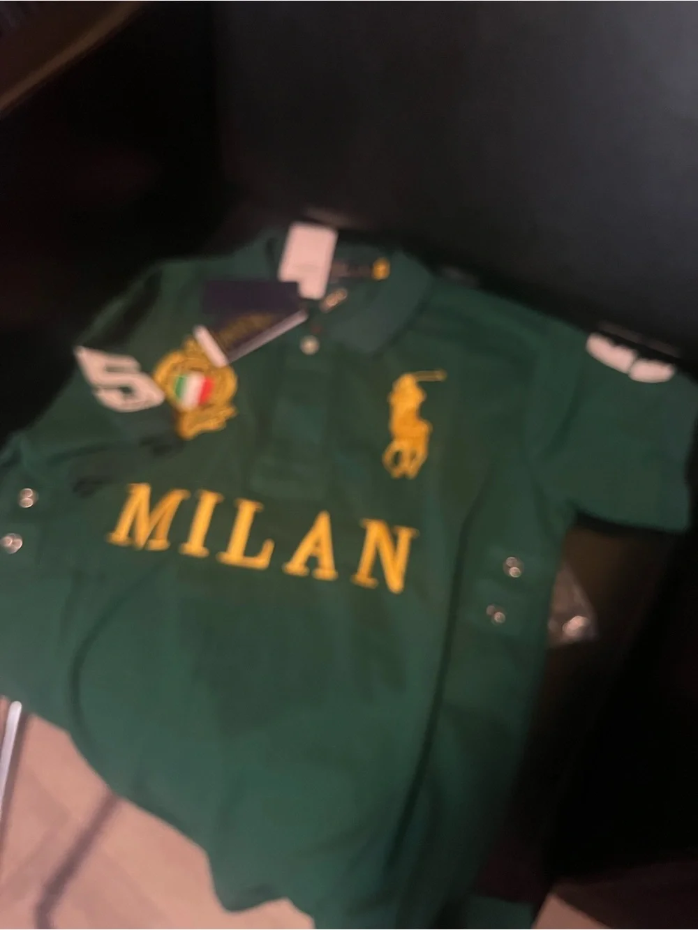 Ralph Lauren Green Polo with Gold Crest & Pony Embroidery